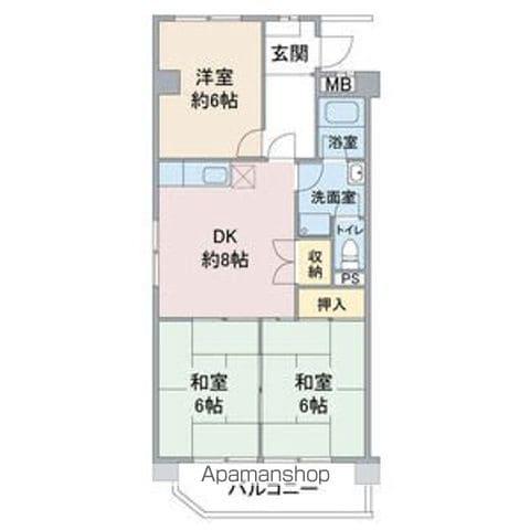 扶桑ハイツ2(3DK/4階)の間取り写真