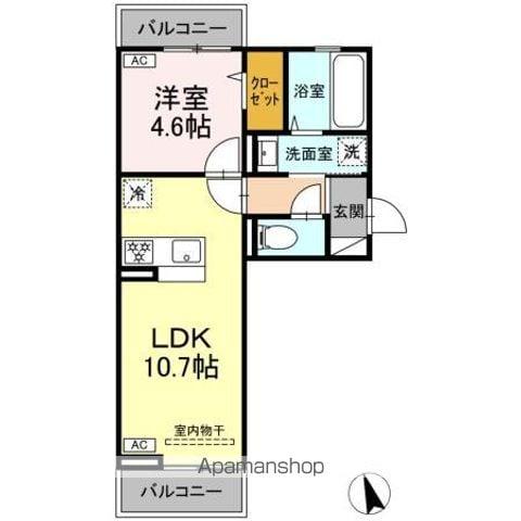 GRAND D-ROOM 堅石(1LDK/3階)の間取り写真