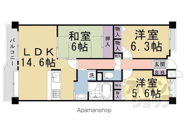 ファミールガーデン二条駅前(3LDK/9階)の間取り写真
