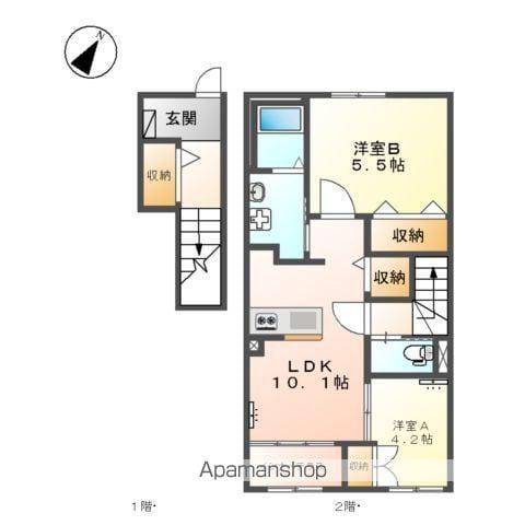 キャメロット八王子(2LDK/2階)の間取り写真