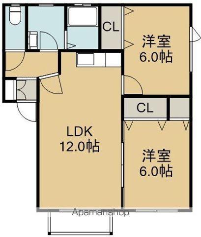 メゾンリッチ(2LDK/2階)の間取り写真