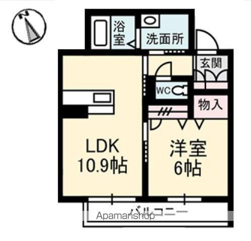 ウィステリア 新涯(1LDK/2階)の間取り写真