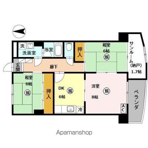 ファミール五反田(3DK/5階)の間取り写真