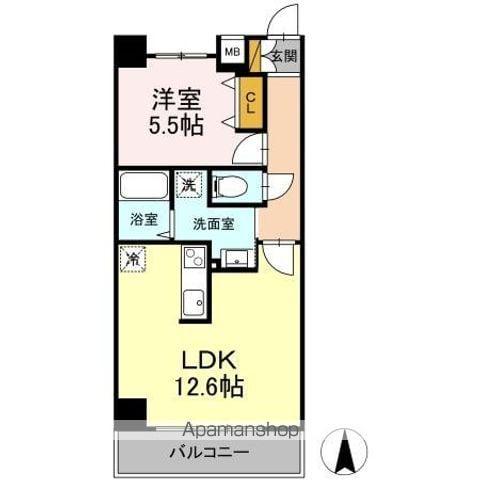 RIO GRANDE(1LDK/4階)の間取り写真