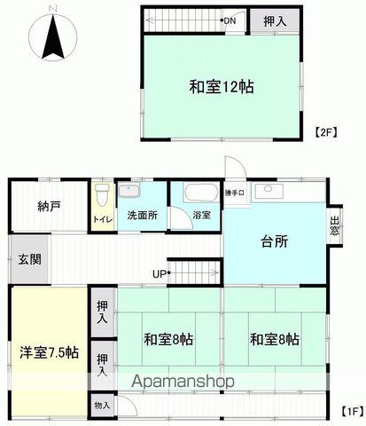 常磐線 四ツ倉駅 徒歩15分 2階建 築37年(4SDK)の間取り写真
