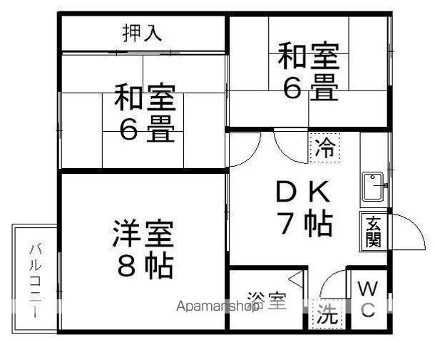 クレセントB棟(3DK/2階)の間取り写真
