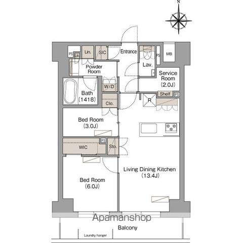 ヴェール・クレール武蔵小杉(2SLDK/4階)の間取り写真