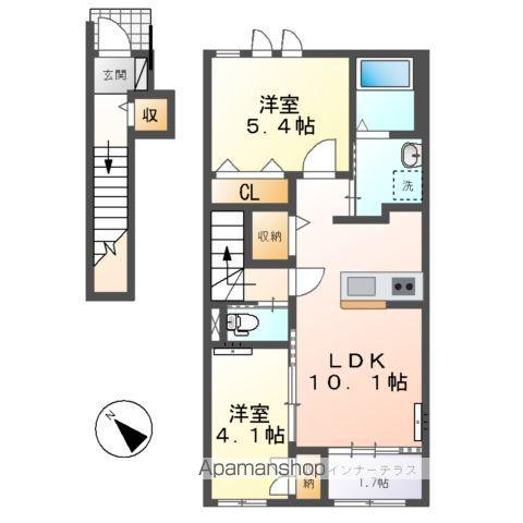 ジュヌモンド(2LDK/2階)の間取り写真