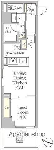 MFPRコート日本橋人形町(1LDK/4階)の間取り写真