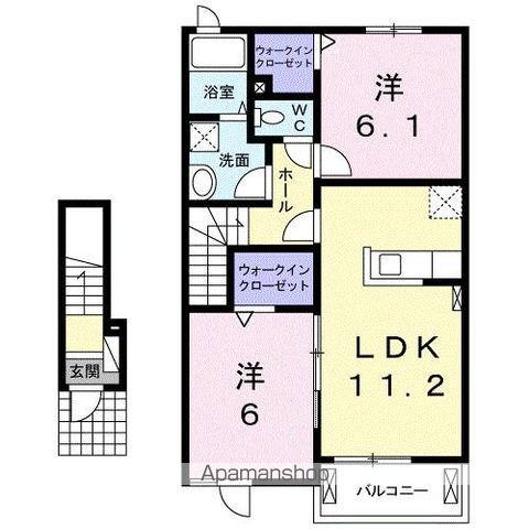 ファイン ヒルズM B(2LDK/2階)の間取り写真