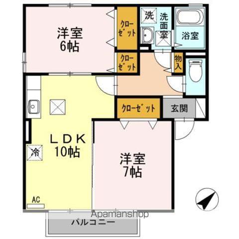 グランモア西市 A棟(2LDK/1階)の間取り写真