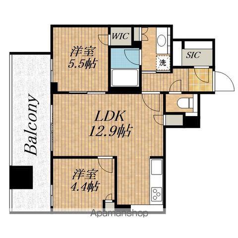 BRANZ TOWER谷町四丁目(2LDK/17階)の間取り写真