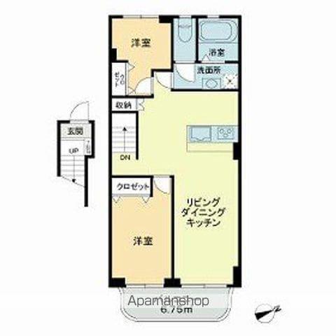 高輪マンション(2LDK/7階)の間取り写真