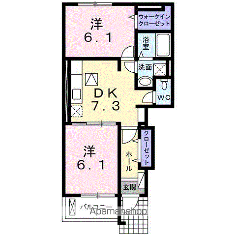 パーク・ヒルズ利根壱番館(2DK/1階)の間取り写真