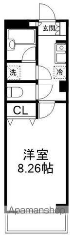 ソレイユⅡ(1K/4階)の間取り写真