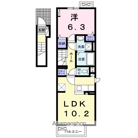 KRANFROH坂本(1LDK/2階)の間取り写真