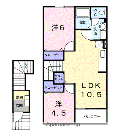 ソレアードエムB(2LDK/2階)の間取り写真