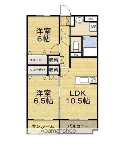 ラタン八重巻(2LDK/3階)の間取り写真