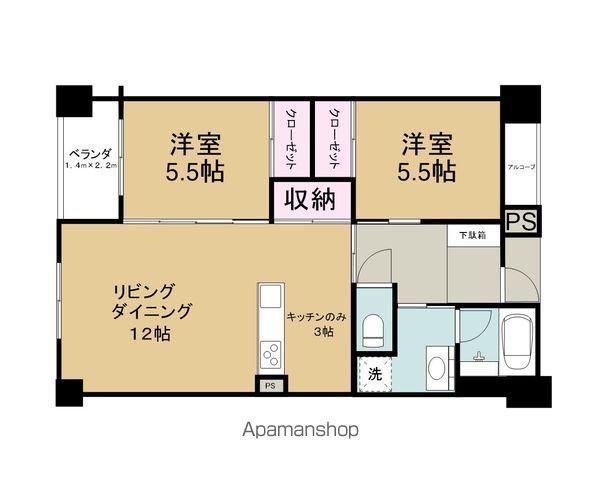 鳥生レジデンス1(2LDK/4階)の間取り写真