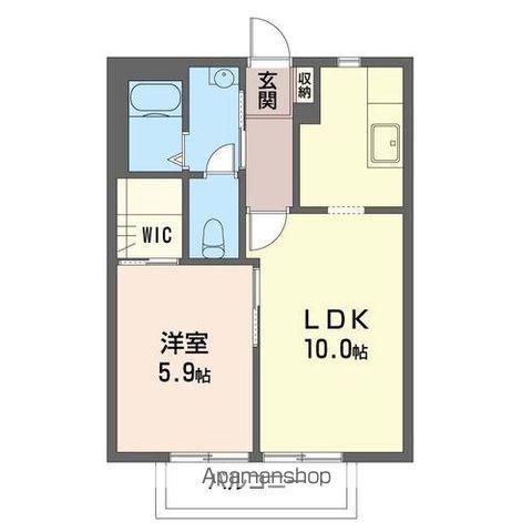 ラージヴィラ五番館(1LDK/2階)の間取り写真