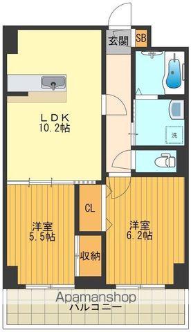 アクロス立川1(2LDK/6階)の間取り写真