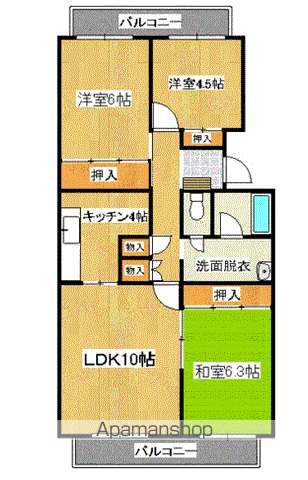 サルヴァトーレ長嶺(3LDK/5階)の間取り写真