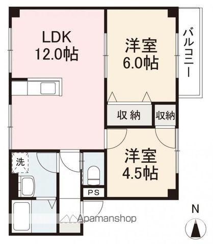 グリーンアレイ26 C・F(2LDK/2階)の間取り写真