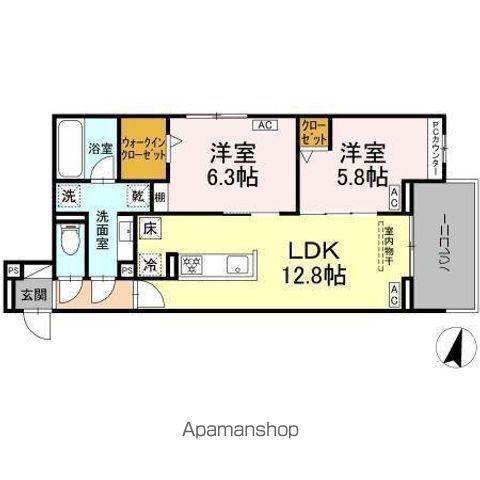 LUVITA上社(2LDK/3階)の間取り写真
