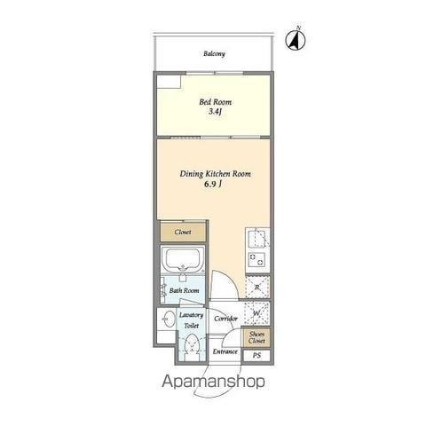 SUNIVAS飯田橋(1DK/4階)の間取り写真