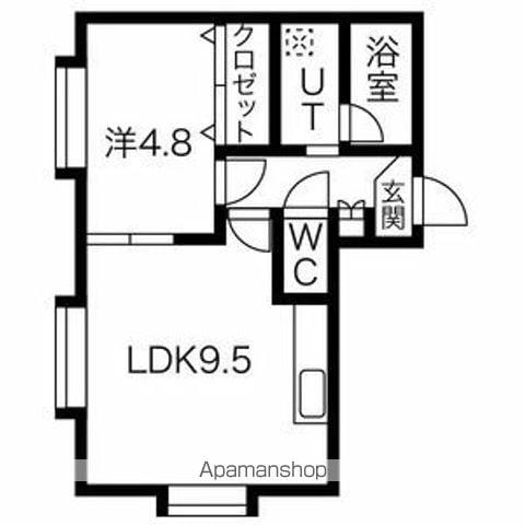 MAJESTIC北郷弐番館(1LDK/3階)の間取り写真