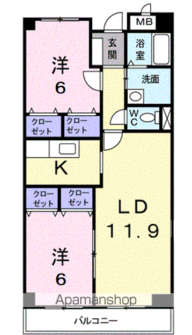 グランソレイユ(2LDK/2階)の間取り写真