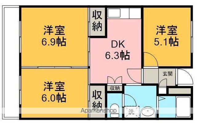 パークタウン鶴ヶ島(3DK/1階)の間取り写真