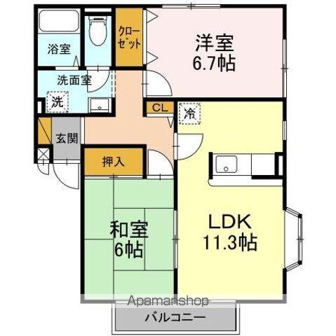 パレアージュ CDEFG(2LDK/2階)の間取り写真