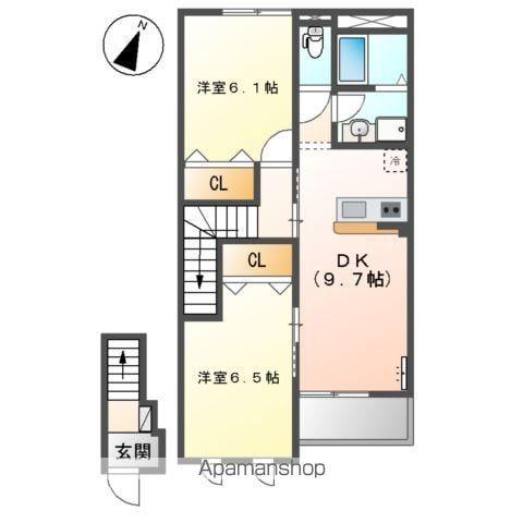 スカイム(2DK/2階)の間取り写真