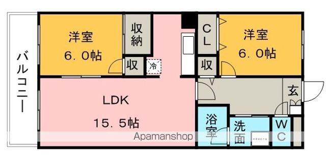 ロックベアヒルズⅢ(2LDK/2階)の間取り写真
