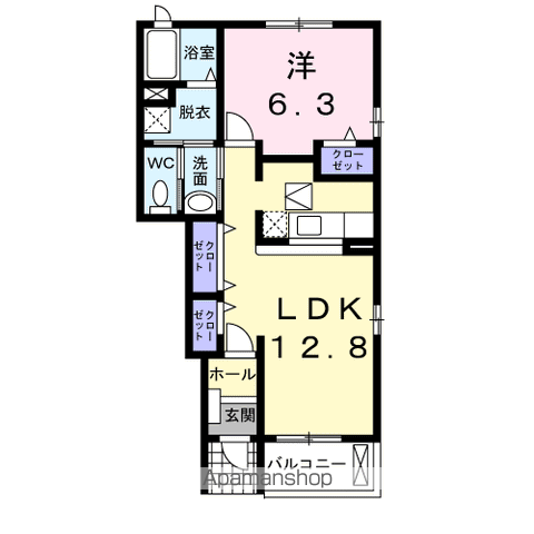 メゾンアクティブA(1LDK/1階)の間取り写真