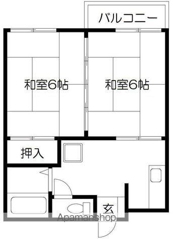 パールハイツ(2DK/2階)の間取り写真