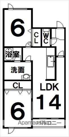 ストロベリーフィールズF-Ⅱ(2LDK/1階)の間取り写真