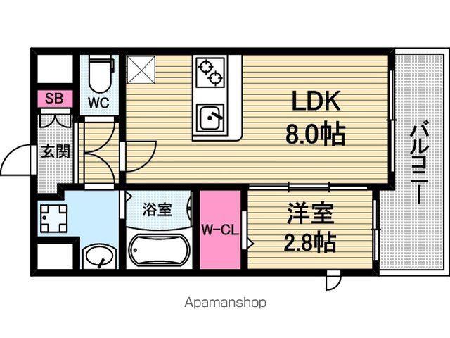 ラシーヌ瓦屋町(1LDK/5階)の間取り写真