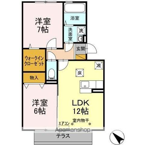 スプリングフォレストB(2LDK/1階)の間取り写真