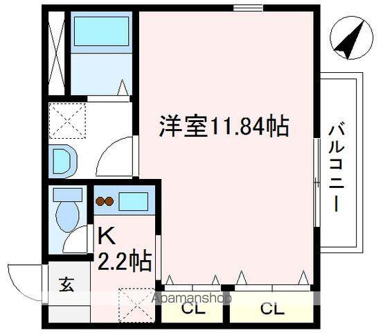 リブコート入間川(1K/2階)の間取り写真