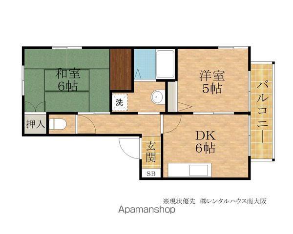 ヨークS(2DK/2階)の間取り写真