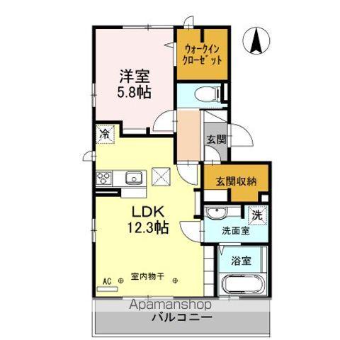 クレストコート(1LDK/1階)の間取り写真