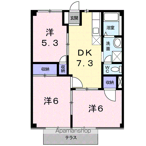 アーバンハウスⅡ(3DK/1階)の間取り写真