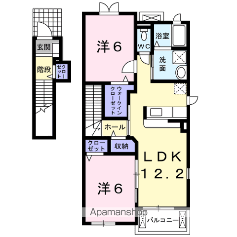 コスモスA(2LDK/2階)の間取り写真