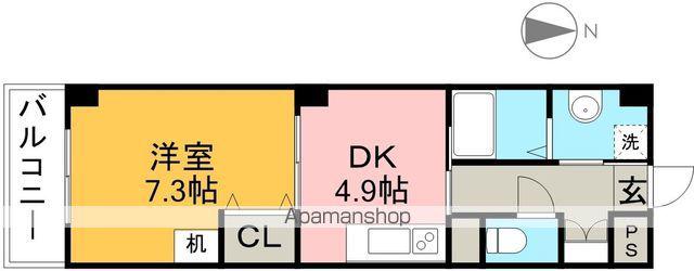 イターナル(1DK/4階)の間取り写真
