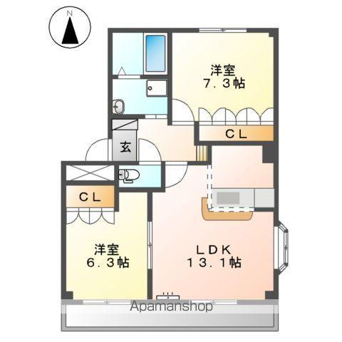 スカイコート(2LDK/2階)の間取り写真