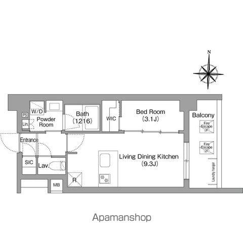 コンフォリア・リヴ永福町(1LDK/1階)の間取り写真