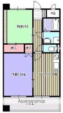 ジュウェル盛南大橋(2DK/3階)の間取り写真