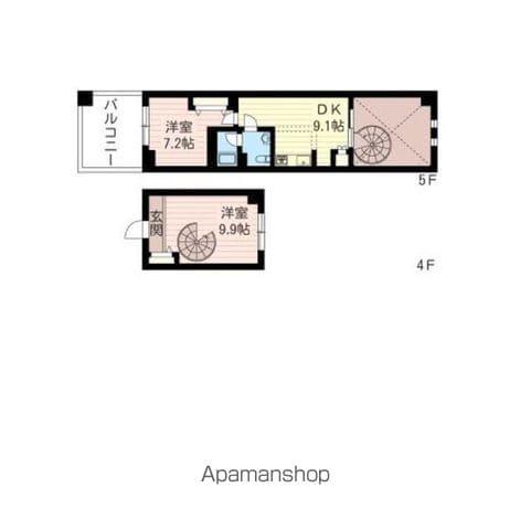 レジデンスシャルマン月島(2DK/4階)の間取り写真